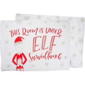 This Room is Under Elf Surveillance with Snowflakes Holiday Pillow Case Standard